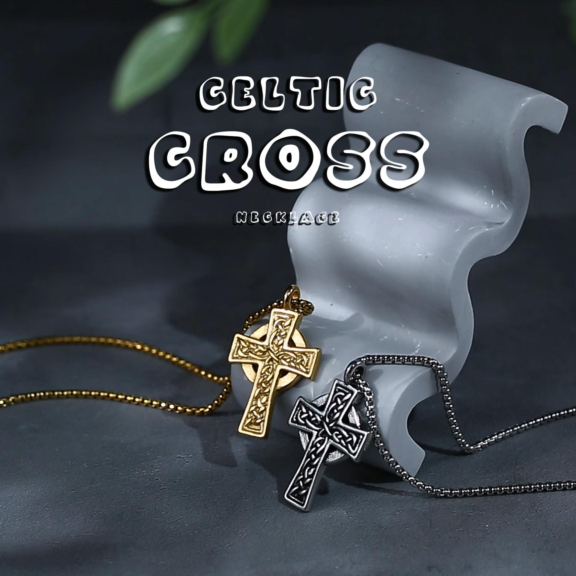 HZMAN Stainless Steel Celtic Cross Necklace for Men Women